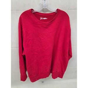 Just My Size JMS Women Red Relaxed Fit Crewneck Sweatshirt Plus Size 2X 18W-20W